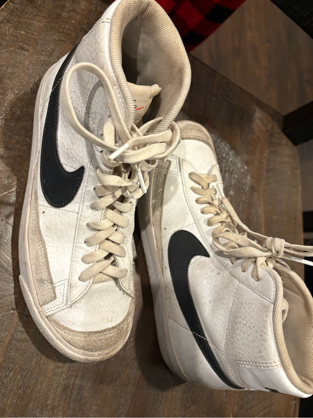 Nike White and Black Blazers  High-Top Sneakers